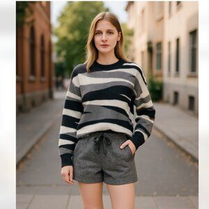 NWT ROXY Early Doors Sweater Abstract Print Cozy Black